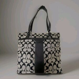 COACH Vintage‎ Black Signature Stripe Tote F28504